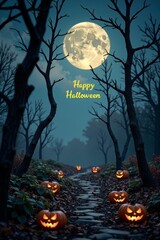 Wall Mural - halloween background with pumpkin