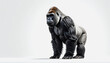 © PHAISITSAWAN - Powerful gorilla standing majestically on a bright white background with generous copy space for text and design