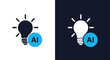 © Ryan - Ai lightbulb icon solid glyph for innovation and artificial intelligence ideas - Line and glyph solid icon and logo templete