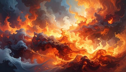Wall Mural - Abstract texture of hot flames on black background