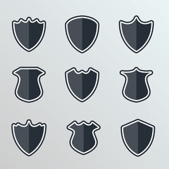 Wall Mural - Black shield icon set. Shield with a outline. Protection and security symbol. 