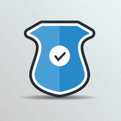 Wall Mural - Blue shield icon with check mark. Shield with a checkmark. Protection and security symbol. 