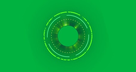 Wall Mural - Animation of glowing green circles over transparent background