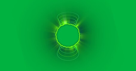 Wall Mural - Animation of glowing green circle over transparent background