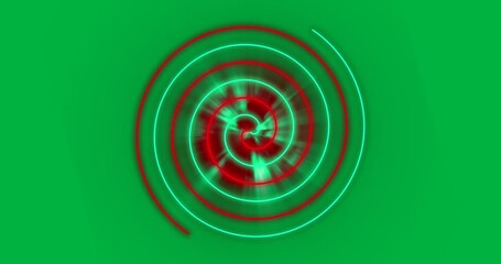 Wall Mural - Animation of glowing green and red circles over transparent background
