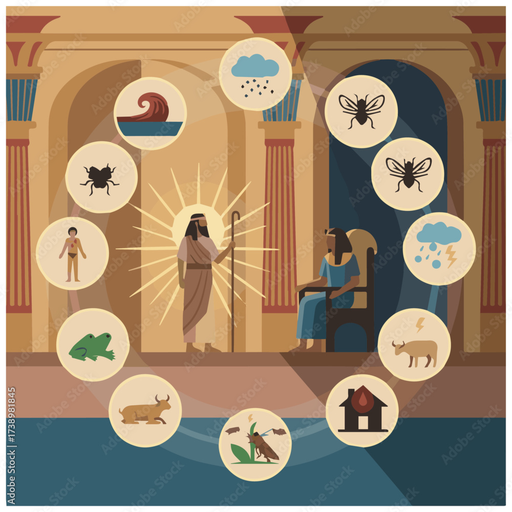 The Ten Plagues of Egypt (Exodus 7–12), bible story Stock Vector ...