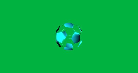 Canvas Print - Animation of blue soccer ball rotating on transparent background