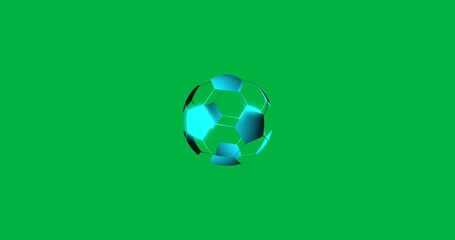 Wall Mural - Animation of blue soccer ball rotating on transparent background