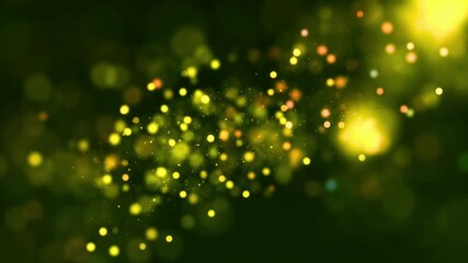 Abstract bokeh lights dancing with vibrant yellow and green hues