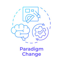 Wall Mural - Paradigm change blue gradient concept icon. Fundamental transformation. Innovation management type. Round shape line illustration. Abstract idea. Graphic design. Easy to use in presentation