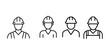 © Nasrin Graphic - Vector art of construction workers wearing hard hats. Construction line icon