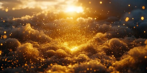 Wall Mural - Dreamlike Celestial Scenery with Glowing Clouds and Bokeh Effect Creating a Soft Abstract Atmosphere