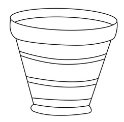 Cute cartoon hand drawn vector empty flower pot outline..