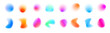 © Freesstock - Collection of iridescent blob shapes with a smooth gradient texture and organic forms. Each element looks like a floating holographic gel. Ideal for modern art compositions. PNG