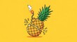 © irfanstock - Pineapple Bomb with Lit Fuse Cartoon Illustration.