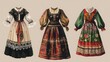 © David - Vintage illustration of traditional slovak folk dresses, showcasing the rich cultural heritage and artistry