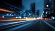 © Aslam - Abstract cityscape with motion blur, binary code overlay, and blurred lights creating a dynamic sense