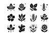 © Viacheslav - Herbal Tea Iconography. Herbal tea plants. Solid icons set of herbal tea plants: mint, chamomile, lemon balm, lavender, hibiscus, sage, rosemary, thyme, basil,