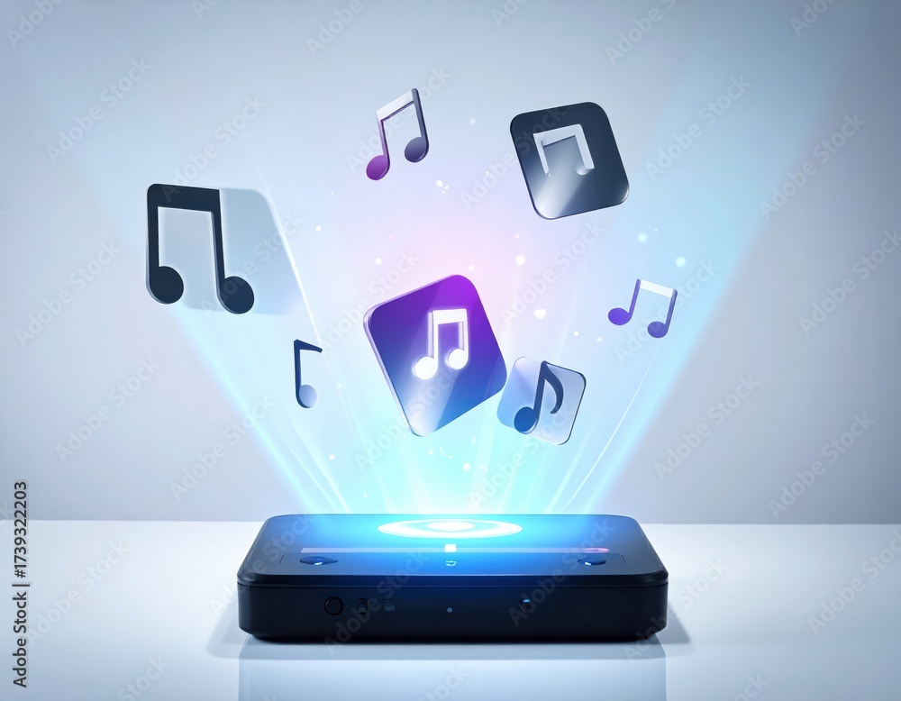Digital music streaming from modern electronic device with floating ...