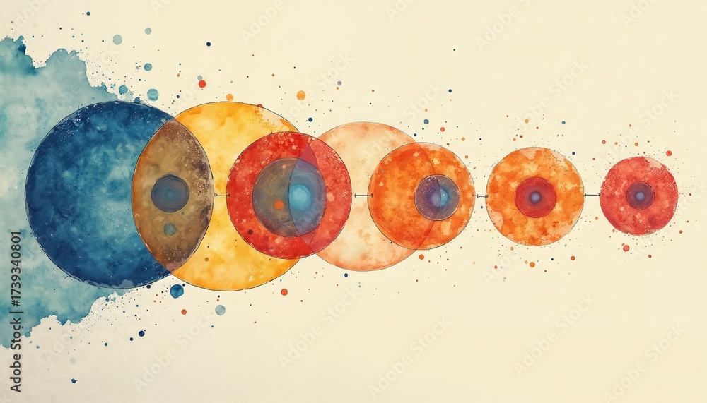 Colorful hand-drawn illustration of cell division mitosis phases from ...