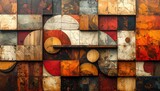 Abstract textured squares and circles