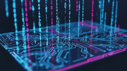 Futuristic Technology Circuit Board Data Flow Animation, Tech Data Transfer, Coding Background