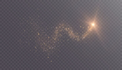 Wall Mural - A golden magical comet effect with a multitude of sparkling bokeh and shimmering light effects. A magical golden stream.