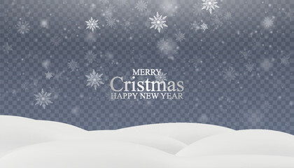 Wall Mural - A snowy Christmas background with falling white particles of snow texture. A transparent festive winter backdrop for digital greeting designs.
