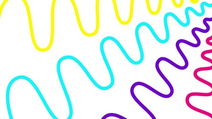 Wall Mural - Animated colorful decorative wavy lines is drawn. Linear multicolor background. Looped video. Vector illustration isolated on white background.