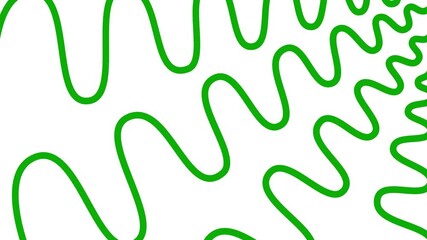 Wall Mural - Animated green decorative wavy lines is drawn. Linear background. Looped video. Vector illustration isolated on white background.
