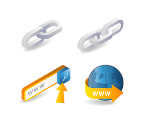 Themed internet technology web page link symbol concept illustration