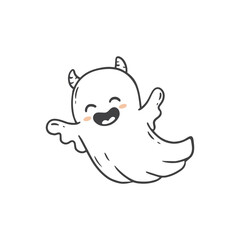 Wall Mural - cute cartoon halloween ghost. Sketch of ghost on white background. Funny ghost in doodle style. Vector illustration
