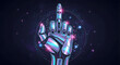 © cALeKonE - Robot Hand Giving Middle Finger in Neon Style Against Dark Background