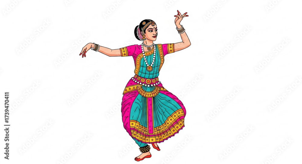 Indian classical dancer performing bharatanatyam, she is gracefully ...