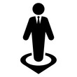 © teracreonte - Icono con silueta de hombre de negocios en puntero de dirección