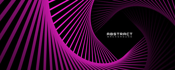 Wall Mural - Abstract futuristic background with dynamic pink spiral lines on dark black space, modern geometric optical illusion design suitable for banner, poster, presentation, and web decoration