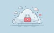 © Wahid - A cloud illustration featuring a padlock, suggesting data security. Clouds float on a light blue background