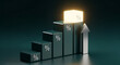 © MUHAMMAD - Percentage Growth Dark teal bar chart with percent symbols showing an increasing trend