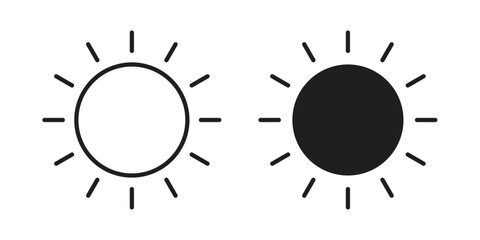 Wall Mural - Sun icon flat black and white logo