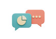 © Matteo - 3D render of two speech bubbles isolated PNG, one with pie chart and the other with ellipsis, communication concept on transparent background