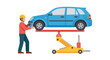 © Hitam Putih - Auto repair with mechanic illustration showcasing car maintenance and mechanical assistance