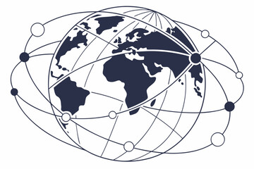 Wall Mural - Global Globe With Network Connections in Clean Minimal Style