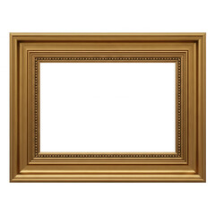 Ornate golden picture frame isolated on a transparent background