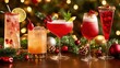 © AszmiStock - Festive Christmas Cocktails Displayed on a Wooden Table