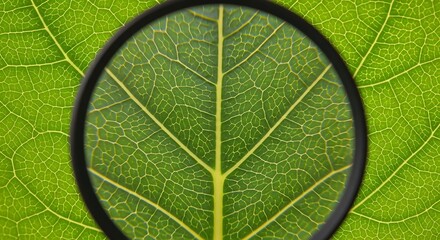 Magnified green leaf veins revealing the intricate botanical details