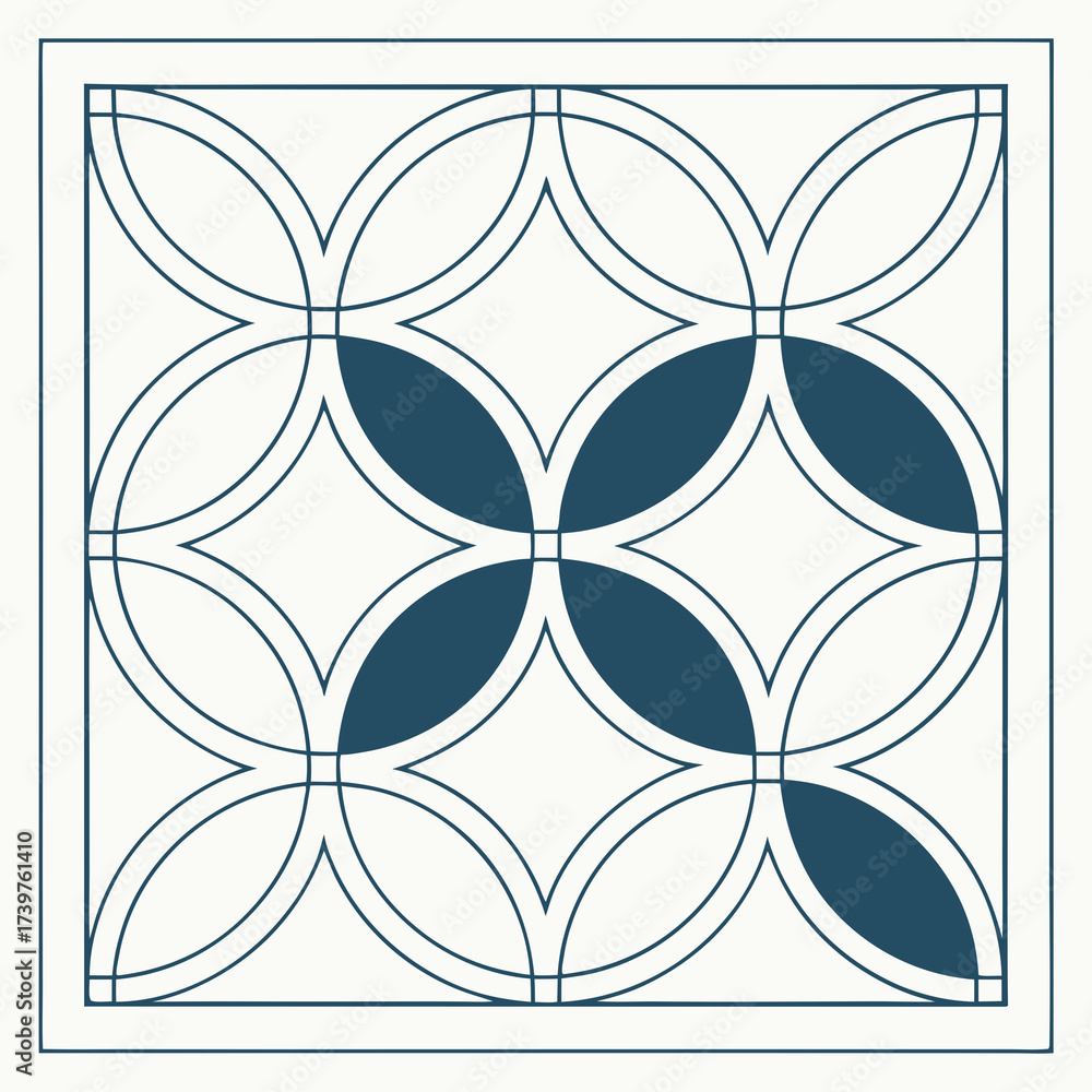 Geometric pattern with intersecting circles and filled petal shapes in ...