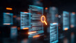 © EZD - search icon with documents on a futuristic screen. magnifying glass and document hologram. Open recruitment concept.