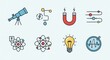 © aq - Science physics astronomy atom magnet lightbulb research telescope education study knowledge exploration