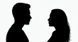 © Annisa Nurbaiti - Silhouette of a man and woman facing each other in black and white
