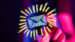 © vegefox.com - Bright neon email icon graphic.  Perfect for communication, technology, and online marketing.